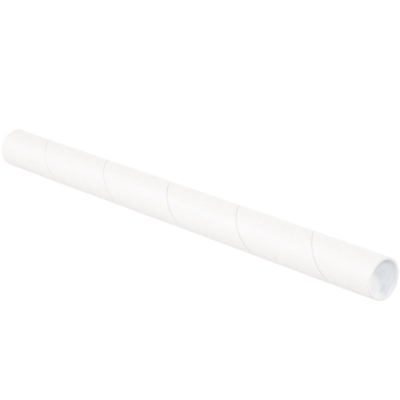 1 1/2 x 18" White Tubes with Caps (P1518W) Case Of 50