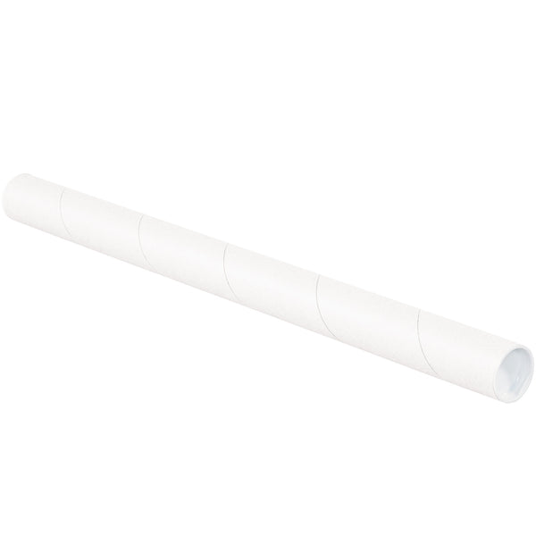 1 1/2 x 30" White Tubes with Caps (P1530W) Case Of 50