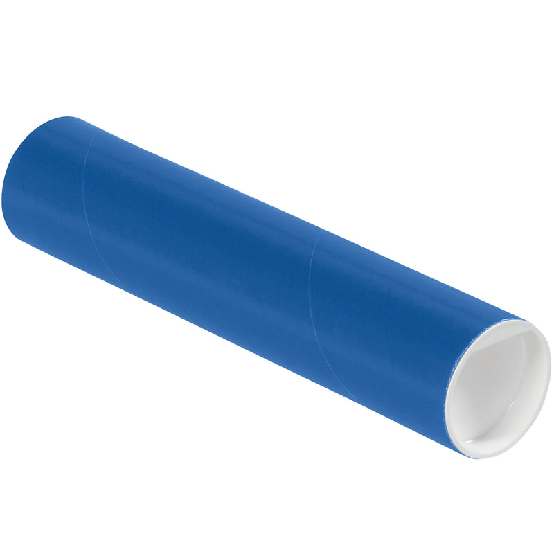 2 x 9" Blue Tubes with Caps, Case Of 50 Case Of 50