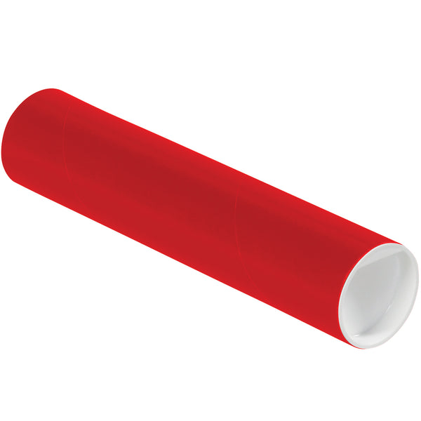 2 x 9" Red Tubes with Caps, Case Of 50 Case Of 50