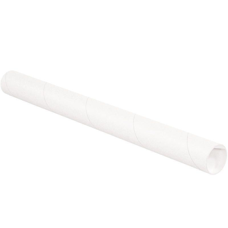 2 x 12" White Tubes with Caps (P2012W) Case Of 50