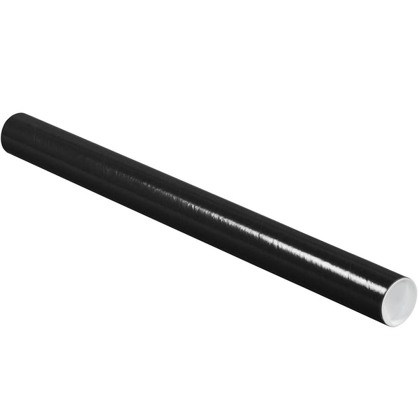 2 x 24" Black Tubes with Caps, Case Of 50 Case Of 50