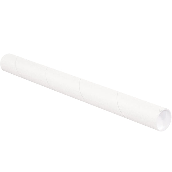 2 1/2 x 12" White Tubes with Caps, Case Of 34 Case Of 34