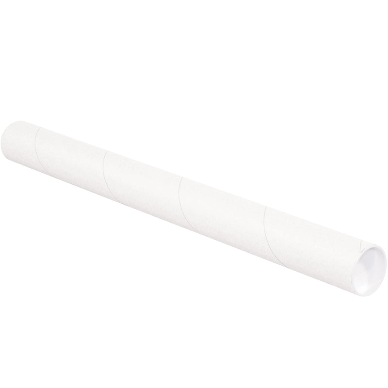 2 1/2 x 18" White Tubes with Caps, Case Of 34 Case Of 34