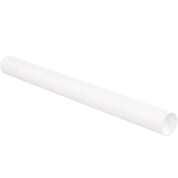 2 1/2 x 26" White Tubes with Caps (P2526W) Case Of 34