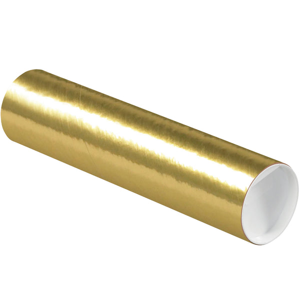 3 x 12" Gold Tubes with Caps, Case Of 24 Case Of 24