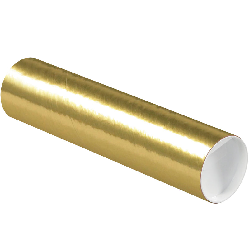 3 x 12" Gold Tubes with Caps, Case Of 24 Case Of 24