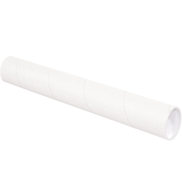 3 x 15" White Tubes with Caps, Case Of 24 Case Of 24