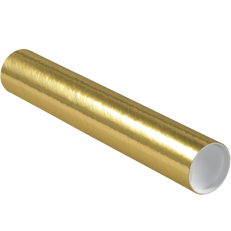 3 x 18" Gold Tubes with Caps, Case Of 24 Case Of 24