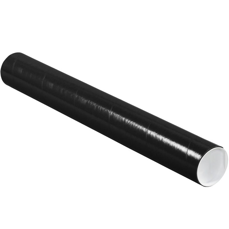 3 x 24" Black Tubes with Caps, Case Of 24 Case Of 24