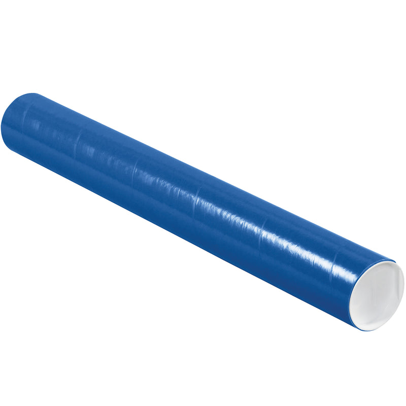 3 x 24" Blue Tubes with Caps, Case Of 24 Case Of 24