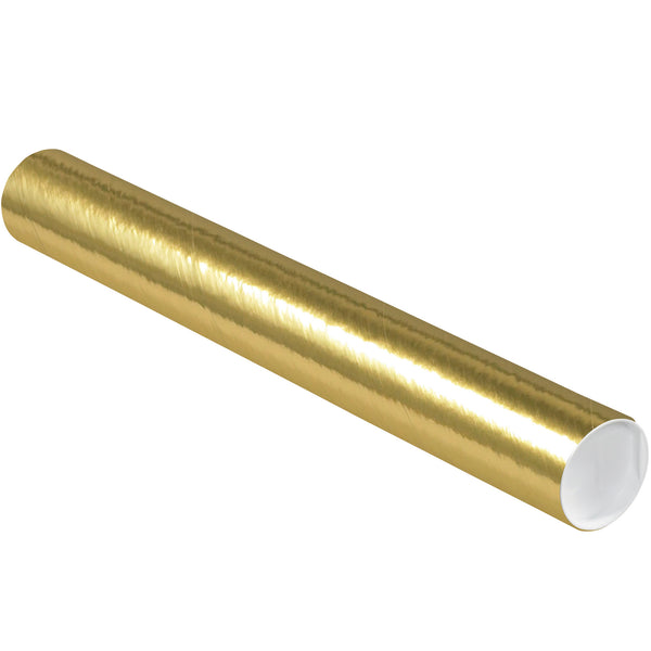 3 x 24" Gold Tubes with Caps, Case Of 24 Case Of 24