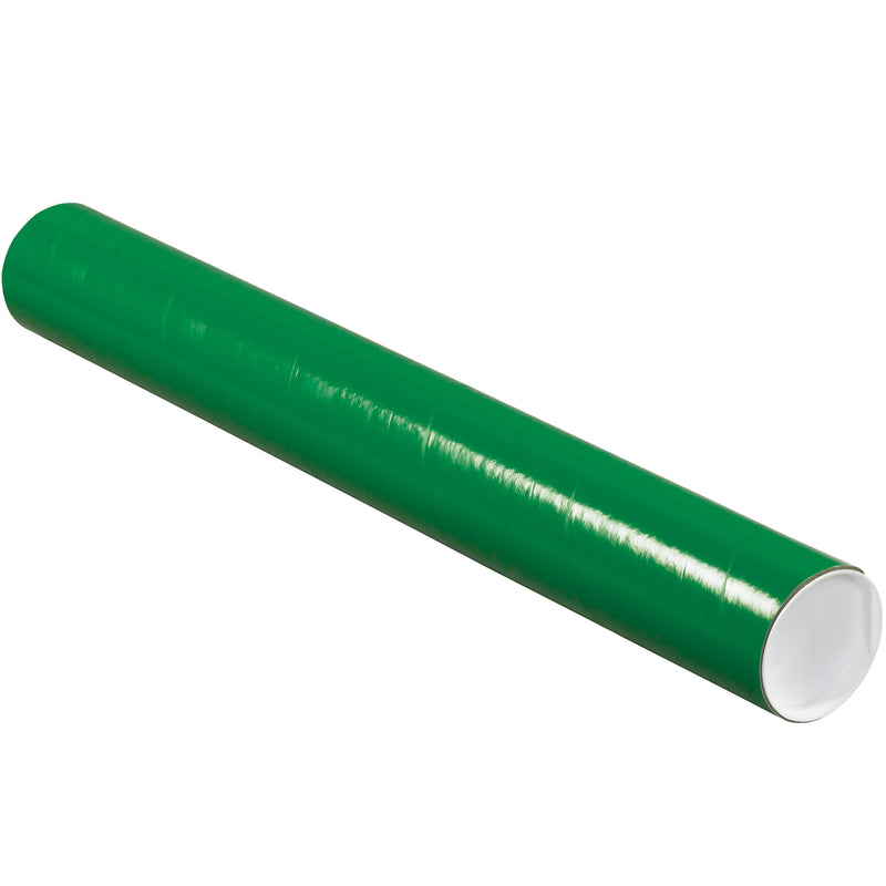 3 x 24" Green Tubes with Caps, Case Of 24 Case Of 24