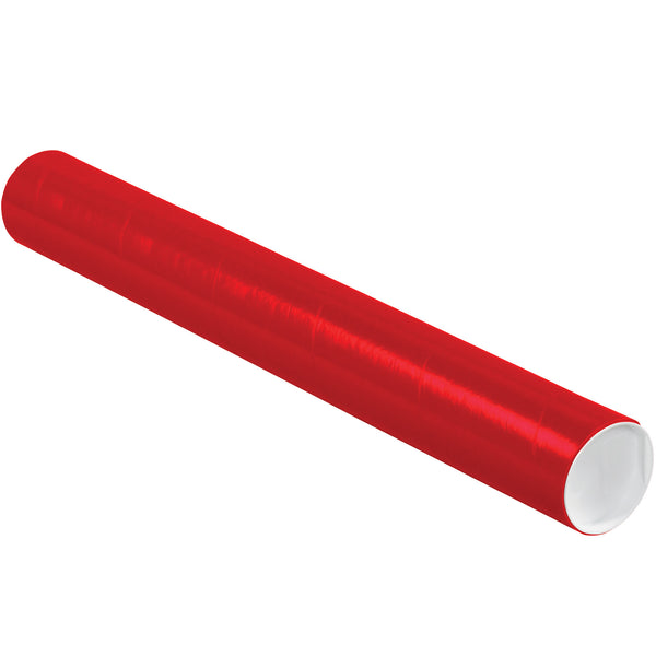 3 x 24" Red Tubes with Caps, Case Of 24 Case Of 24