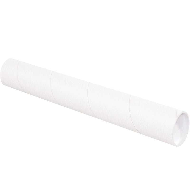 3 x 24" White Tubes with Caps, Case Of 24 Case Of 24