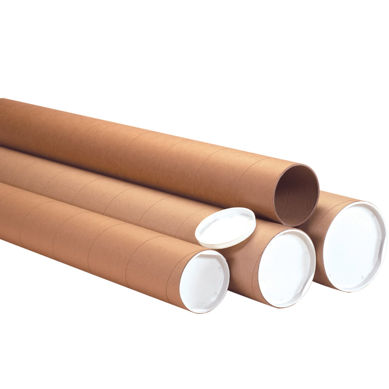 3 x 42" Kraft Heavy-Duty Tubes with Caps, Case Of 24 Case Of 24