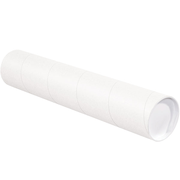 4 x 12" White Tubes with Caps, Case Of 15 Case Of 15