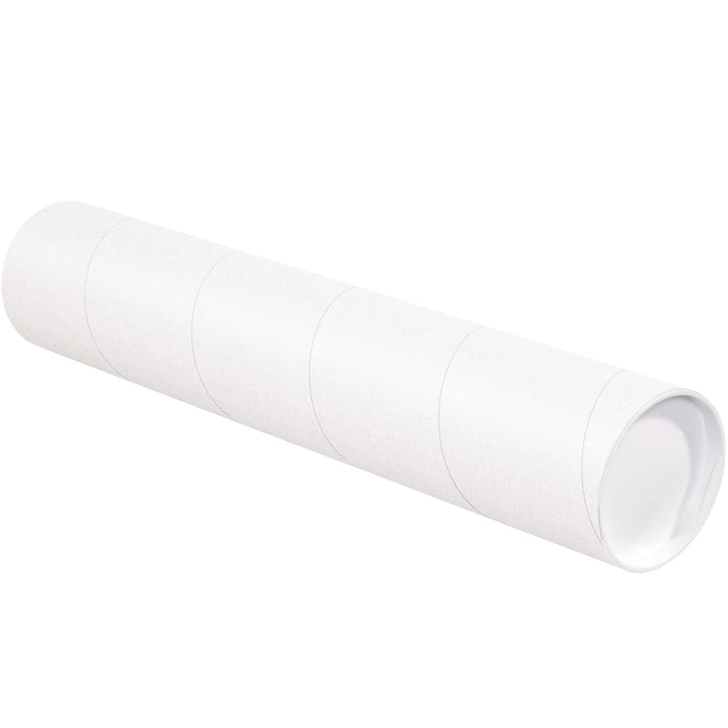 4 x 18" White Tubes with Caps, Case Of 15 Case Of 15