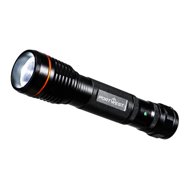 Portwest® USB Rechargeable Flashlight, Black, Size  (PA75BKR) Each