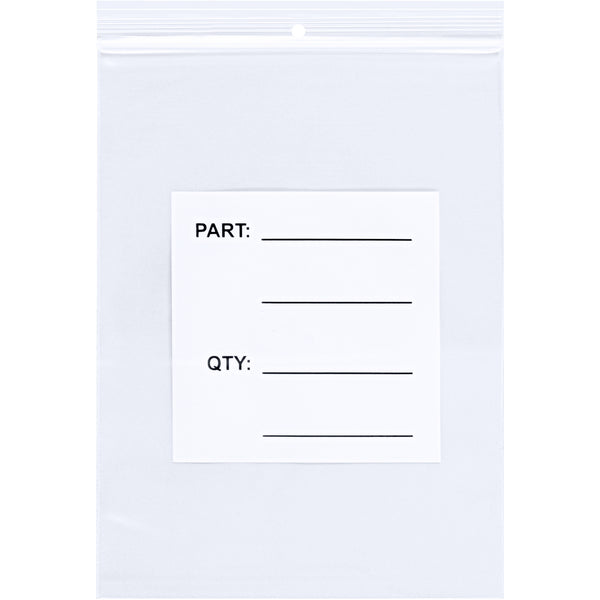 3 x 5" - 4 Mil Parts Bags w/ Hang Holes (PB12003) Case Of 1000