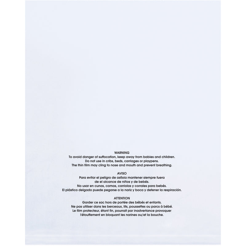 11 x 14" - 2 Mil (100 Pack) Flat Suffocation Warning Poly Bags (PBM11142100) Case Of 100