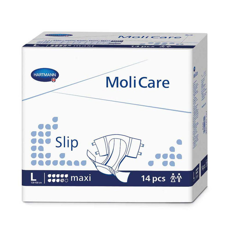 Size L MoliCare Slip Maxi Briefs, Fits 47" - 59" Waist, 14/BG (PHT165533Z) Bag of 14