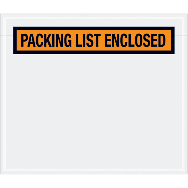 7 x 6" Orange "Packing List Enclosed" Envelopes, Case Of 1000 Case Of 1000