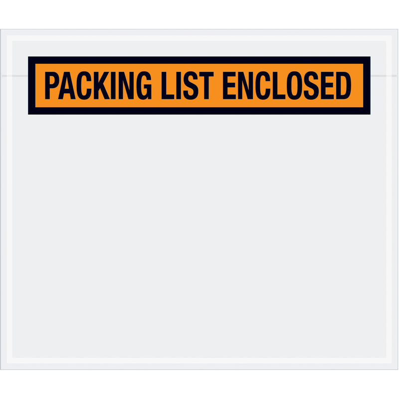 7 x 6" Orange "Packing List Enclosed" Envelopes, Case Of 1000 Case Of 1000