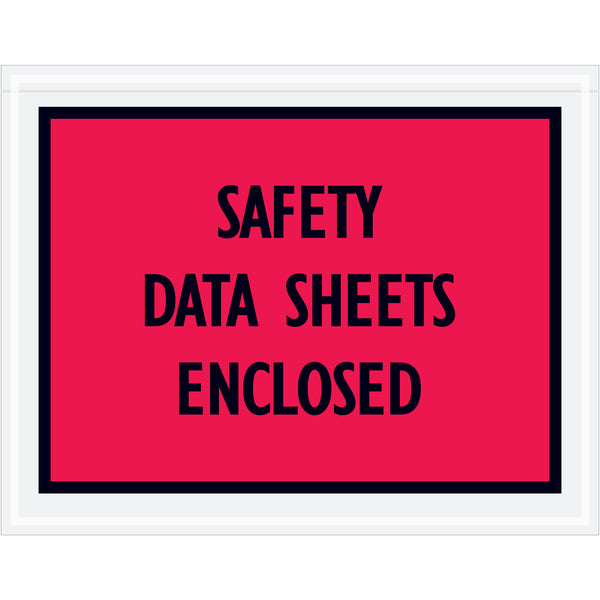 7 x 5 1/2" Red "Safety Data Sheets Enclosed" Envelopes, Case Of 1000 Case Of 1000