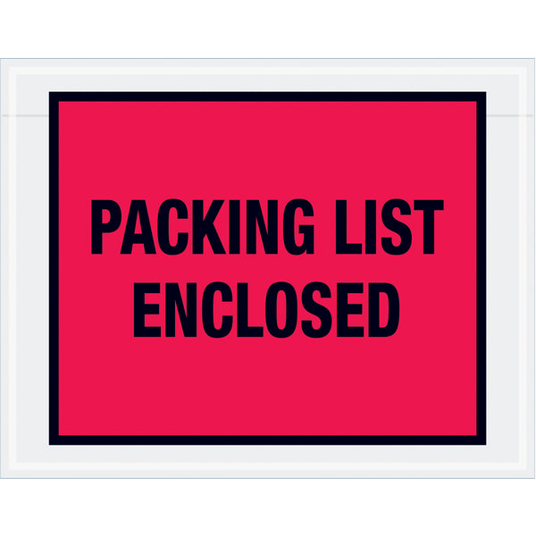 7 x 5 1/2" Red "Packing List Enclosed" Envelopes, Case Of 1000 Case Of 1000