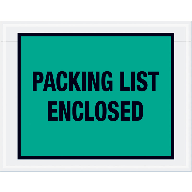 7 x 5 1/2" Green "Packing List Enclosed" Envelopes, Case Of 1000 Case Of 1000