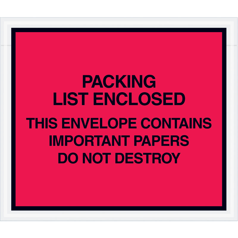 7 x 6" Red "Important Papers Enclosed" Envelopes (PL414) Case Of 1000