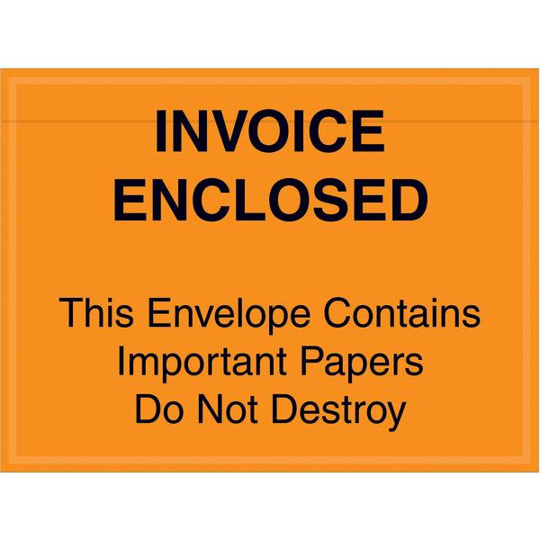 Tape Logic® "Important Papers Enclosed" Envelopes, 4 1/2" x 6", Orange, 1000/Case Case Of 1000