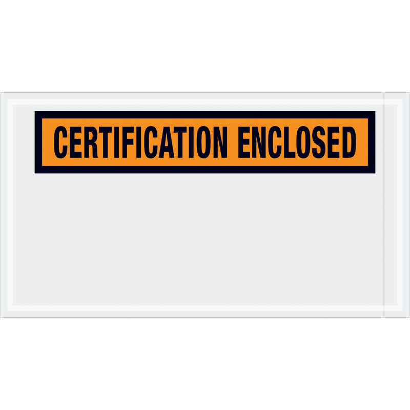 5 1/2 x 10" Orange "Certification Enclosed" Envelopes (PL439) Case Of 1000