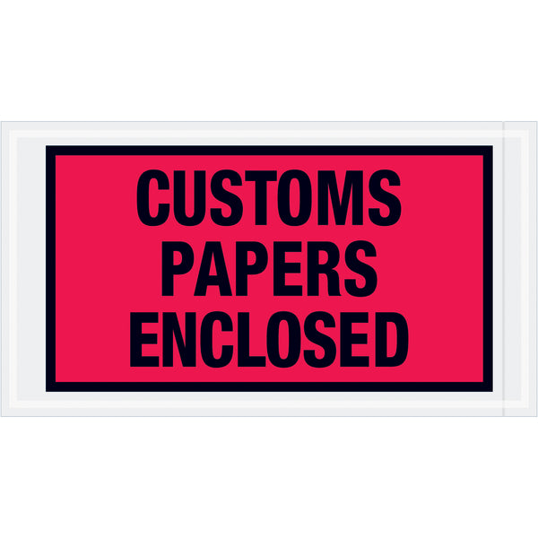 5 1/2 x 10" Red "Customs Papers Enclosed" Envelopes, Case Of 1000 Case Of 1000