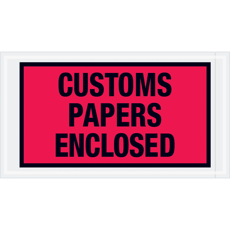 5 1/2 x 10" Red "Customs Papers Enclosed" Envelopes, Case Of 1000 Case Of 1000