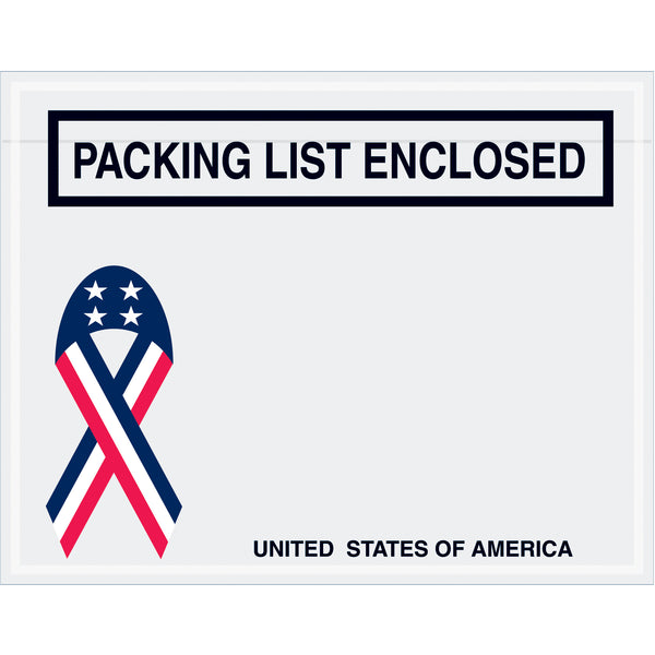 7 x 5 1/2" U.S.A. Ribbon "Packing List Enclosed" Envelopes, Case Of 1000 Case Of 1000