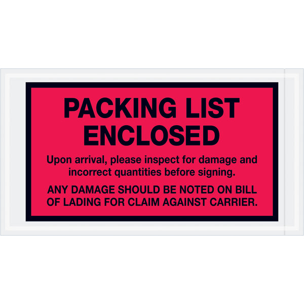 TAPE LOGIC® "Packing List Enclosed" Envelopes, 5 1/2" x 10", Red, 1000/Case Case Of 1000