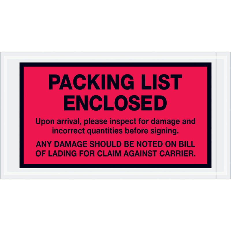 TAPE LOGIC® "Packing List Enclosed" Envelopes, 5 1/2" x 10", Red, 1000/Case Case Of 1000