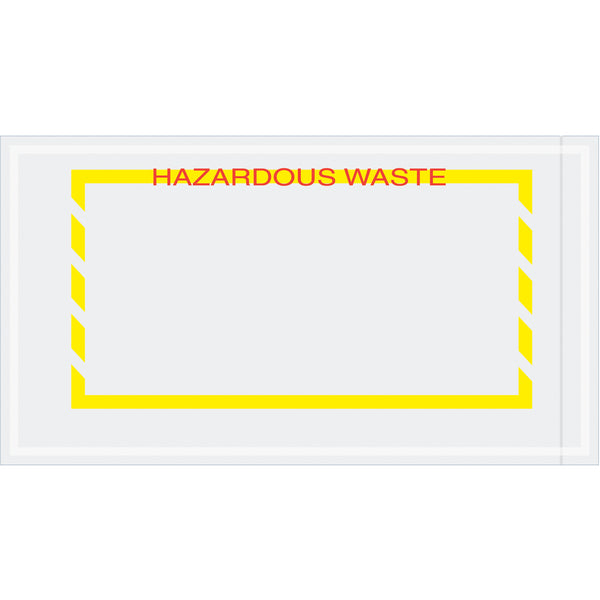 5 1/2 x 10" Yellow Border "Hazardous Waste" Document Envelopes, Case Of 1000 Case Of 1000