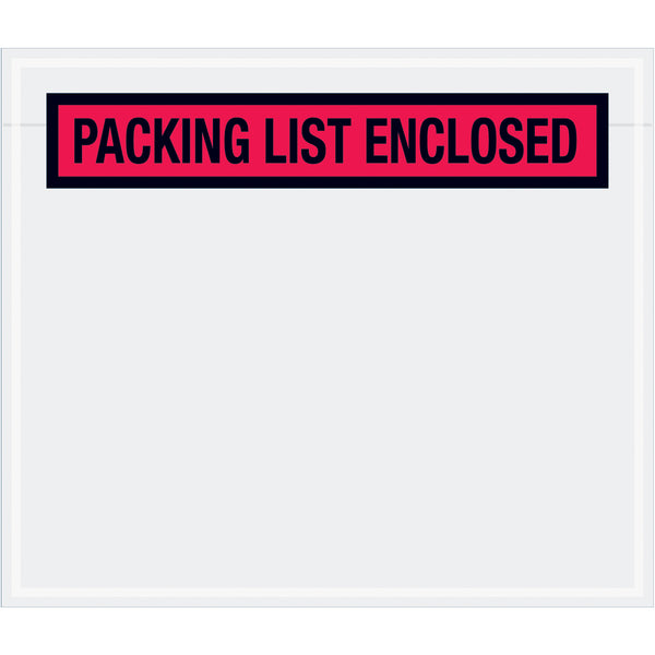 7 x 6" Red "Packing List Enclosed" Envelopes, Case Of 1000 Case Of 1000