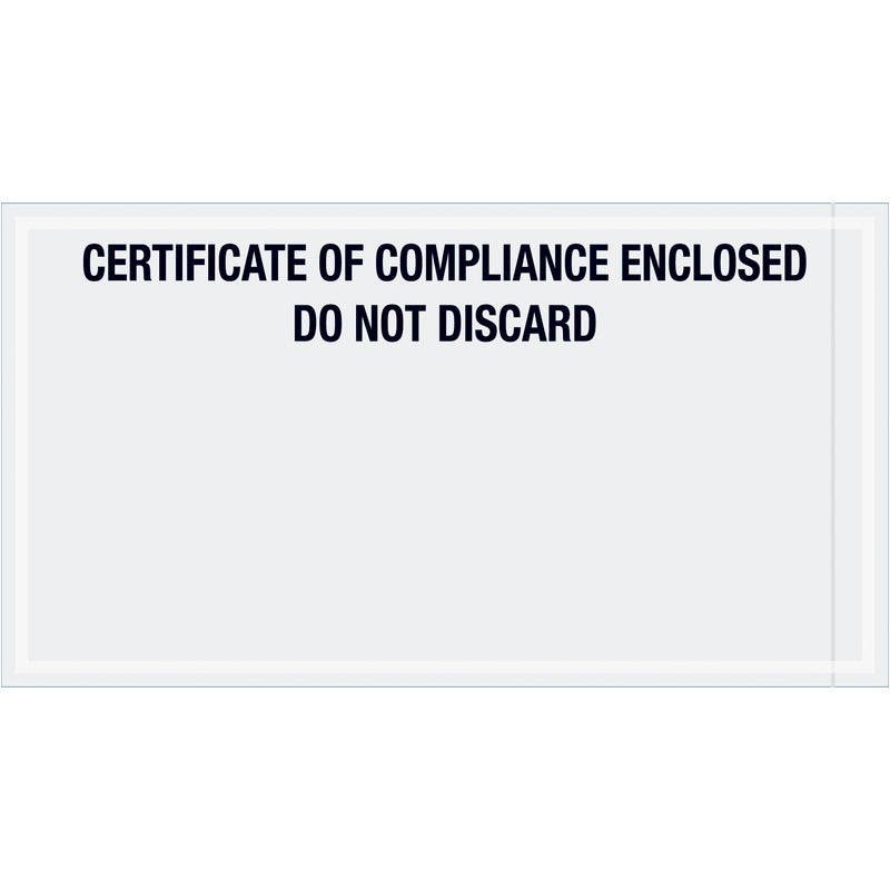 6 x 11" "Certificate of Compliance Enclosed" Transportation Envelopes, Case Of 1000 Case Of 1000