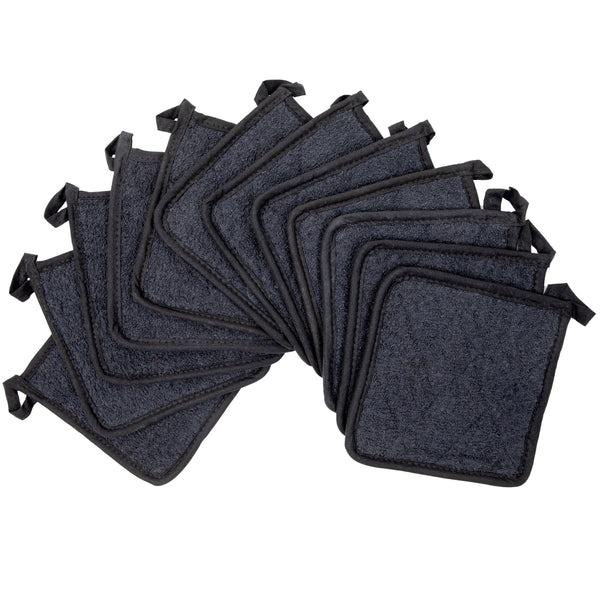 Arkwright Home Cooks Linen Pot Holder 7x7 Black (12/Pack) (PNP-POT-BLACK) 12/PK