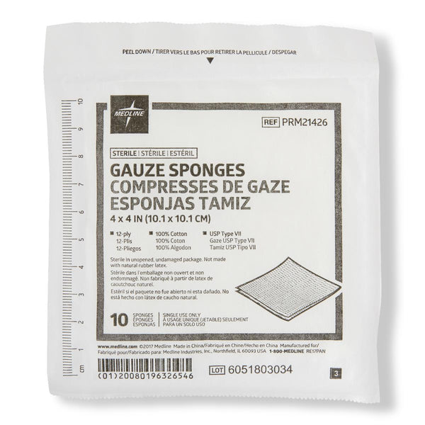 Medline Woven Sterile Gauze Sponges, 10/PK (PRM21426H) Pack of 10