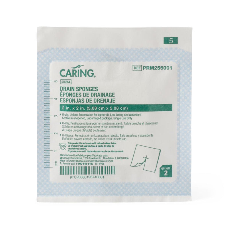 Medline Sterile Nonwoven Gauze Drain Sponges, 2/PK (PRM256001HH) Pack of 2