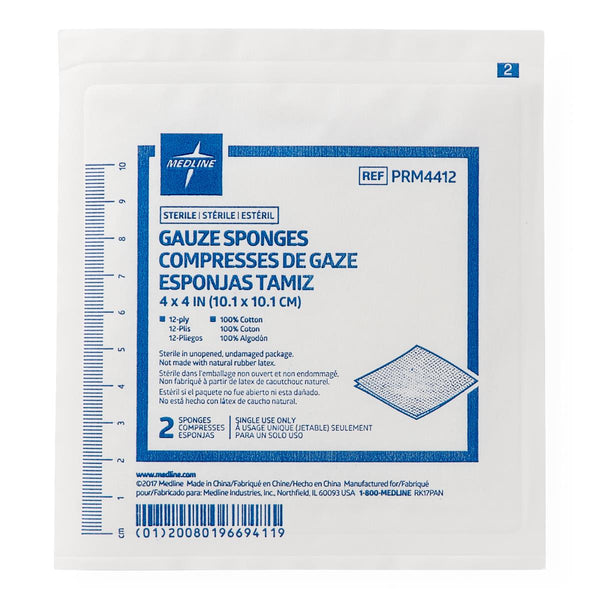 Medline Sterile Woven Gauze Sponges, 2/PK (PRM4412HH) Pack of 2