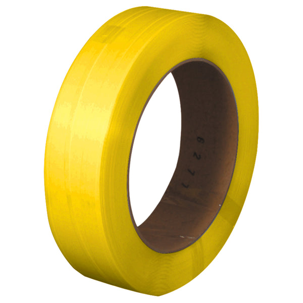 1/2" x .022 x 7200' Yellow  16 x 6" Core Hand Grade Polypropylene Strapping - Embossed (PS1226Y) Coil   Of 1