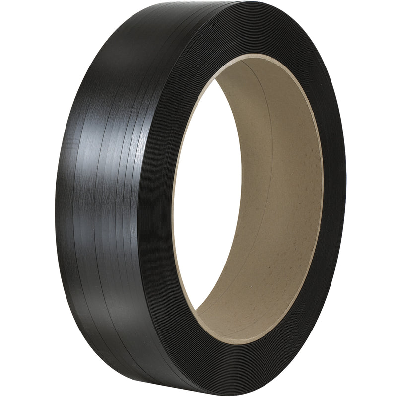 1/2" x .037 x 5575' Black 16 x 6" Core Hand Grade Polypropylene Strapping - Embossed (PS1236) Coil   Of 1