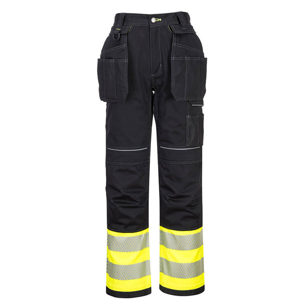 Portwest® PW3 Hi-Vis Holster Pocket Class 1 Pants, Yellow/Black, Size 46 (PW307YBR46) Each