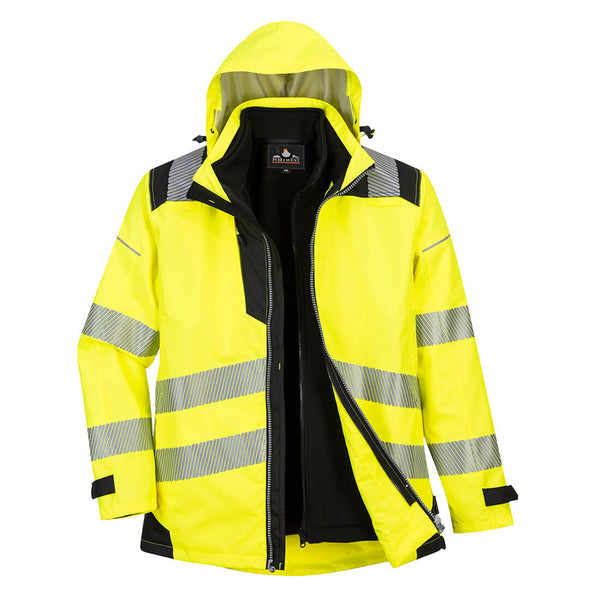 Portwest® PW3 Hi-Vis 3-in-1 Jacket, Yellow/Black, Size XXL (PW365YBRXXL) Each